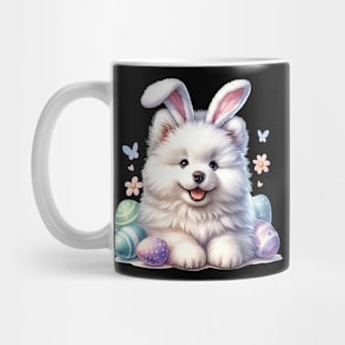 Puppy Samoyed Bunny Ears Easter Eggs Happy Easter Day Mug